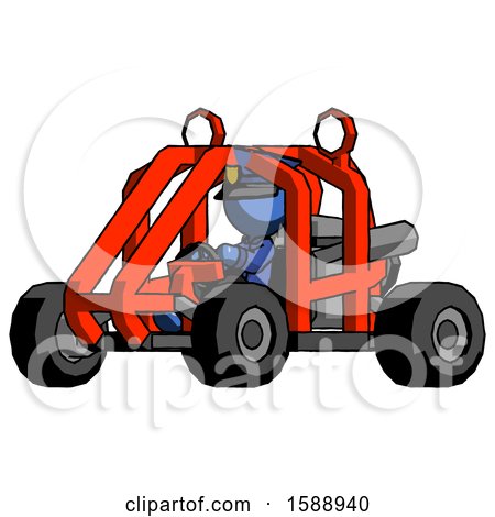 Blue Police Man Riding Sports Buggy Side Angle View by Leo Blanchette
