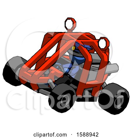 Blue Police Man Riding Sports Buggy Side Top Angle View by Leo Blanchette