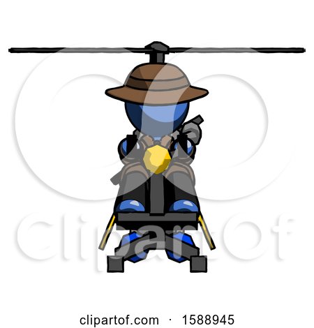 Blue Detective Man Flying in Gyrocopter Front View by Leo Blanchette