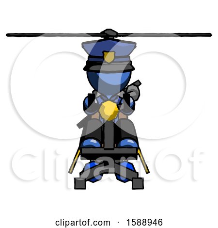 Blue Police Man Flying in Gyrocopter Front View by Leo Blanchette