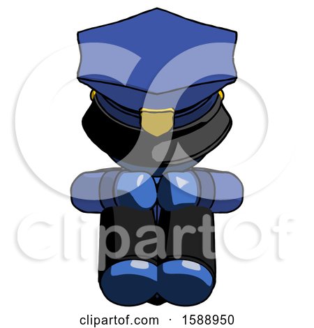 Blue Police Man Sitting with Head down Facing Forward by Leo Blanchette