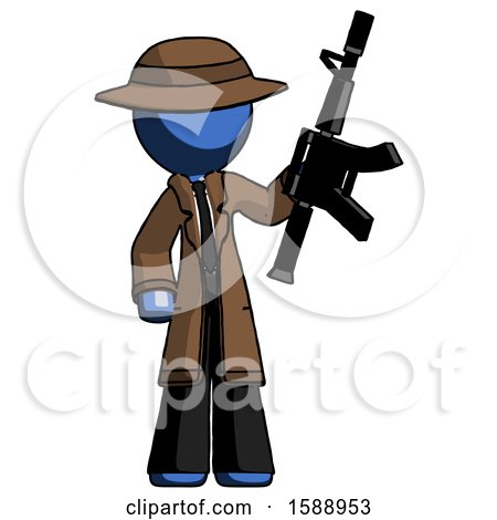 Blue Detective Man Holding Automatic Gun by Leo Blanchette