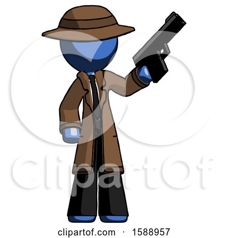 Blue Detective Man Holding Handgun by Leo Blanchette