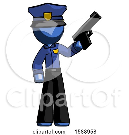 Blue Police Man Holding Handgun by Leo Blanchette