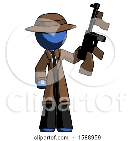 Blue Detective Man Holding Tommygun by Leo Blanchette