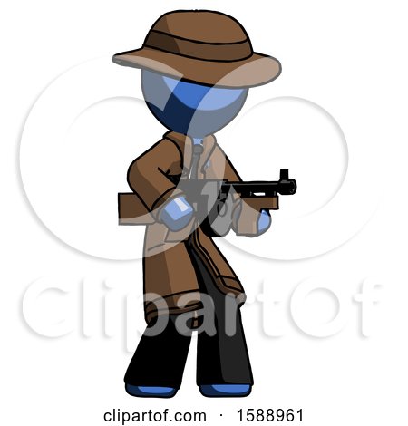 Blue Detective Man Tommy Gun Gangster Shooting Pose by Leo Blanchette