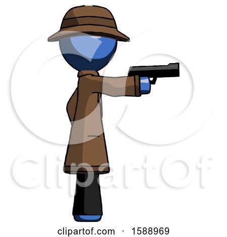 Blue Detective Man Firing a Handgun by Leo Blanchette
