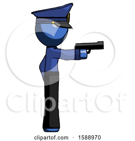 Blue Police Man Firing a Handgun by Leo Blanchette