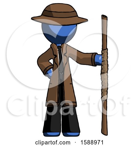 Blue Detective Man Holding Staff or Bo Staff by Leo Blanchette