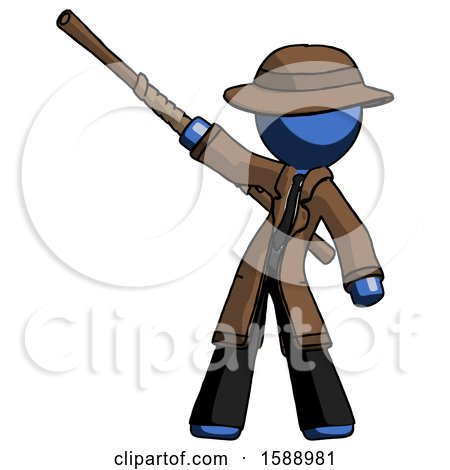 Blue Detective Man Bo Staff Pointing up Pose by Leo Blanchette