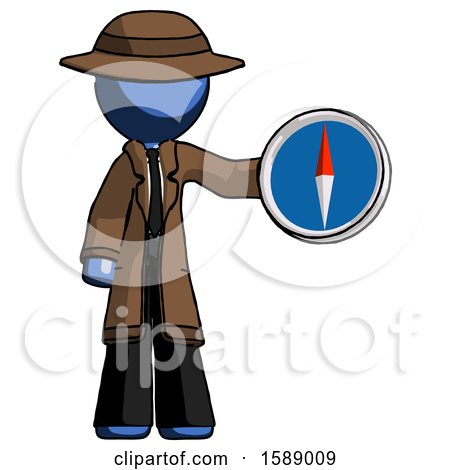 Blue Detective Man Holding a Large Compass by Leo Blanchette