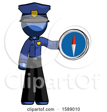 Blue Police Man Holding a Large Compass by Leo Blanchette