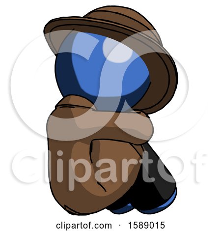 Blue Detective Man Sitting with Head down Back View Facing Right by Leo Blanchette