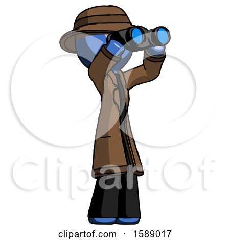 Blue Detective Man Looking Through Binoculars to the Right by Leo Blanchette