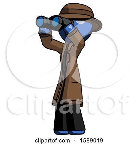 Blue Detective Man Looking Through Binoculars to the Left by Leo Blanchette