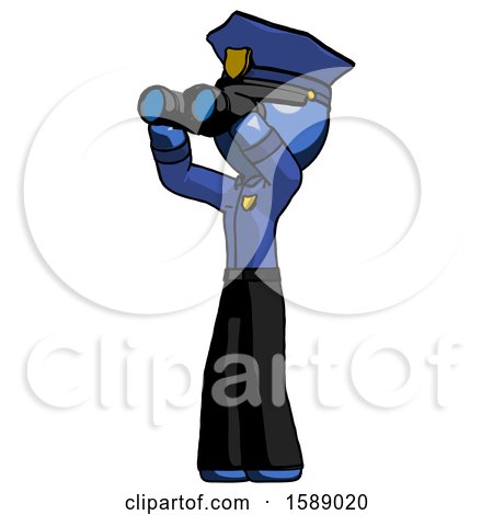 Blue Police Man Looking Through Binoculars to the Left by Leo Blanchette