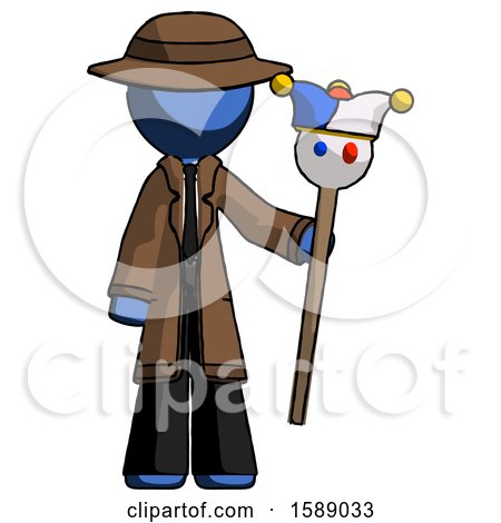 Blue Detective Man Holding Jester Staff by Leo Blanchette