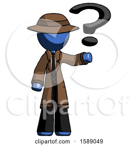 Blue Detective Man Holding Question Mark to Right by Leo Blanchette
