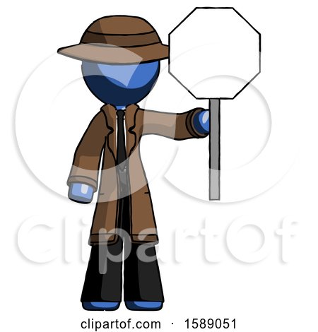 Blue Detective Man Holding Stop Sign by Leo Blanchette