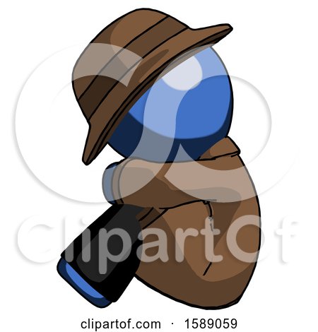 Blue Detective Man Sitting with Head down Facing Sideways Left by Leo Blanchette