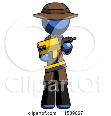 Blue Detective Man Holding Large Drill by Leo Blanchette