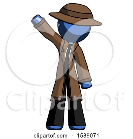 Blue Detective Man Waving Emphatically with Right Arm by Leo Blanchette