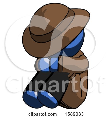 Blue Detective Man Sitting with Head down Facing Angle Left by Leo Blanchette