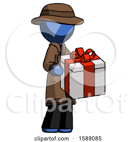 Blue Detective Man Giving a Present by Leo Blanchette