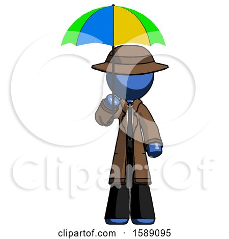 Blue Detective Man Holding Umbrella Rainbow Colored by Leo Blanchette