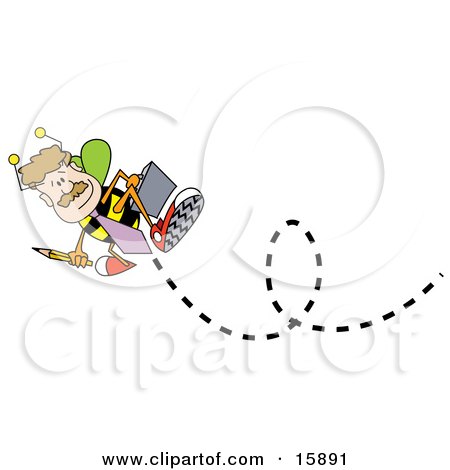 Male Worker Bee Flying Away With A Briefcase Clipart Illustration by Andy Nortnik