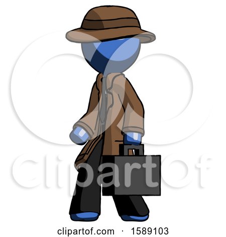 Blue Detective Man Walking with Briefcase to the Left by Leo Blanchette