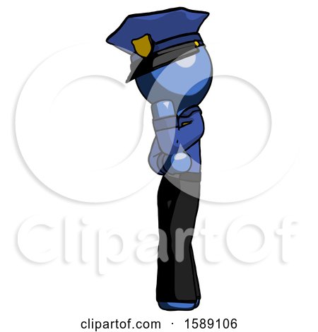 Blue Police Man Thinking, Wondering, or Pondering by Leo Blanchette