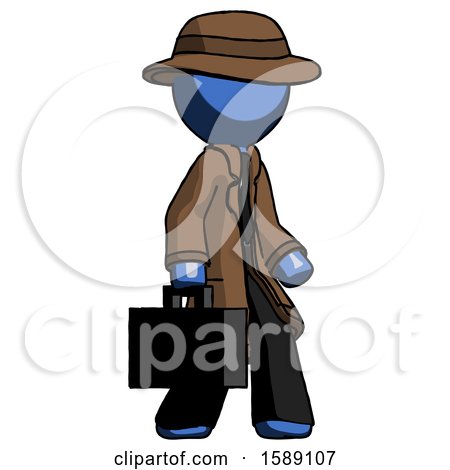 Blue Detective Man Walking with Briefcase to the Right by Leo Blanchette