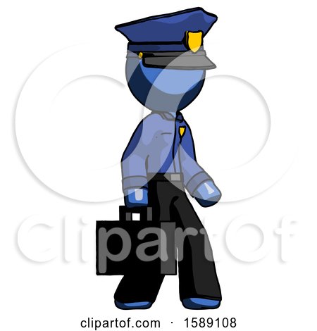 Blue Police Man Walking with Briefcase to the Right by Leo Blanchette