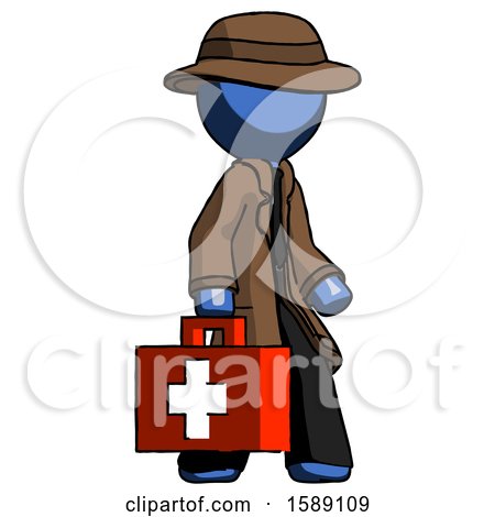 Blue Detective Man Walking with Medical Aid Briefcase to Right by Leo Blanchette