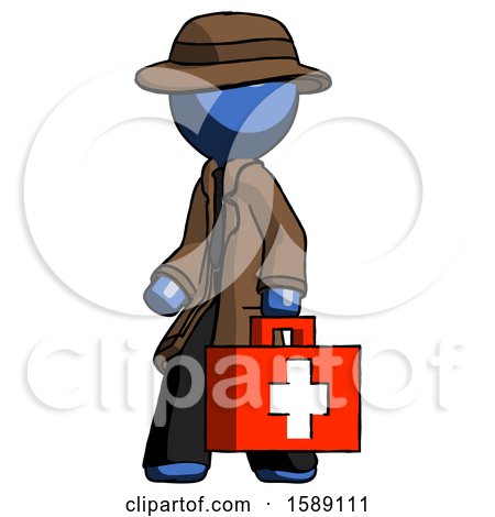 Blue Detective Man Walking with Medical Aid Briefcase to Left by Leo Blanchette