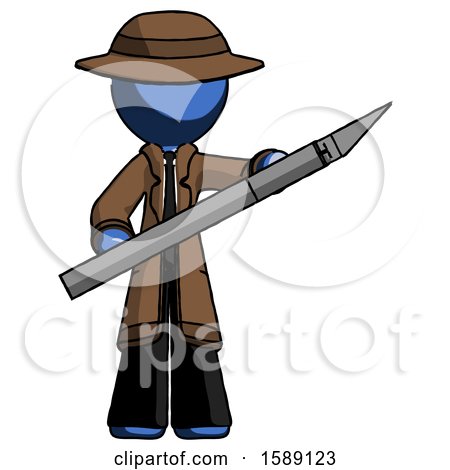 Blue Detective Man Holding Large Scalpel by Leo Blanchette