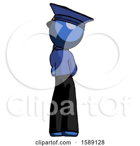 Blue Police Man Thinking, Wondering, or Pondering Rear View by Leo Blanchette