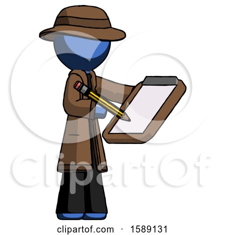 Blue Detective Man Using Clipboard and Pencil by Leo Blanchette