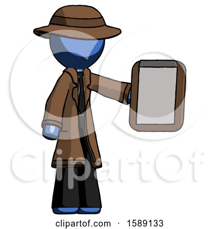 Blue Detective Man Showing Clipboard to Viewer by Leo Blanchette