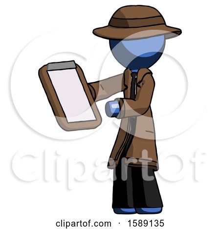 Blue Detective Man Reviewing Stuff on Clipboard by Leo Blanchette