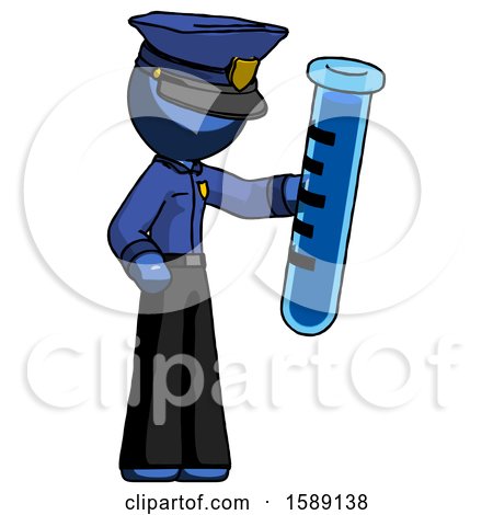 Blue Police Man Holding Large Test Tube by Leo Blanchette