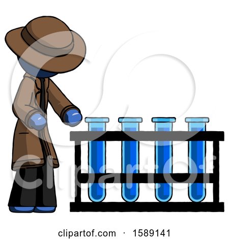 Blue Detective Man Using Test Tubes or Vials on Rack by Leo Blanchette
