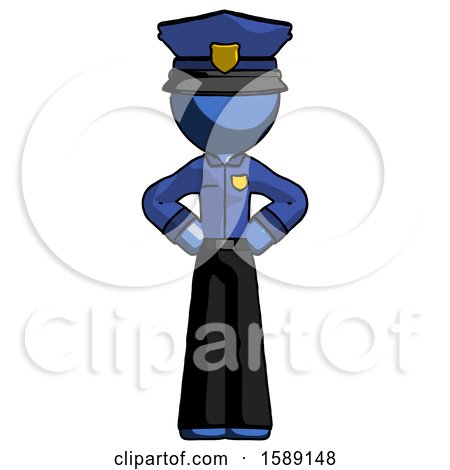 Blue Police Man Hands on Hips by Leo Blanchette