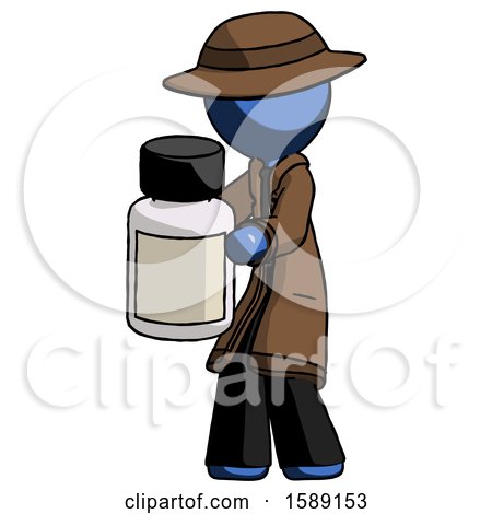 Blue Detective Man Holding White Medicine Bottle by Leo Blanchette