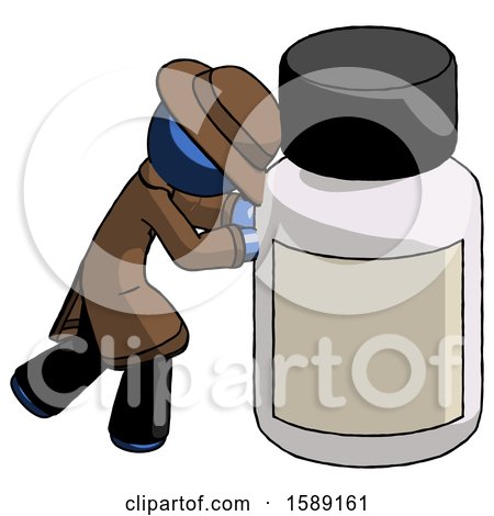 Blue Detective Man Pushing Large Medicine Bottle by Leo Blanchette