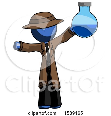 Blue Detective Man Holding Large Round Flask or Beaker by Leo Blanchette