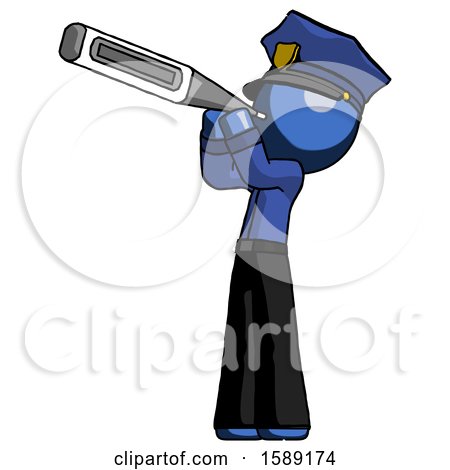 Blue Police Man Thermometer in Mouth by Leo Blanchette