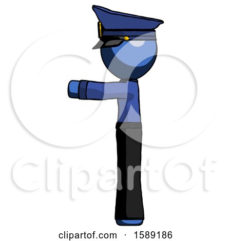 Blue Police Man Pointing Left by Leo Blanchette