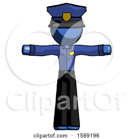 Blue Police Man T-Pose Arms up Standing by Leo Blanchette